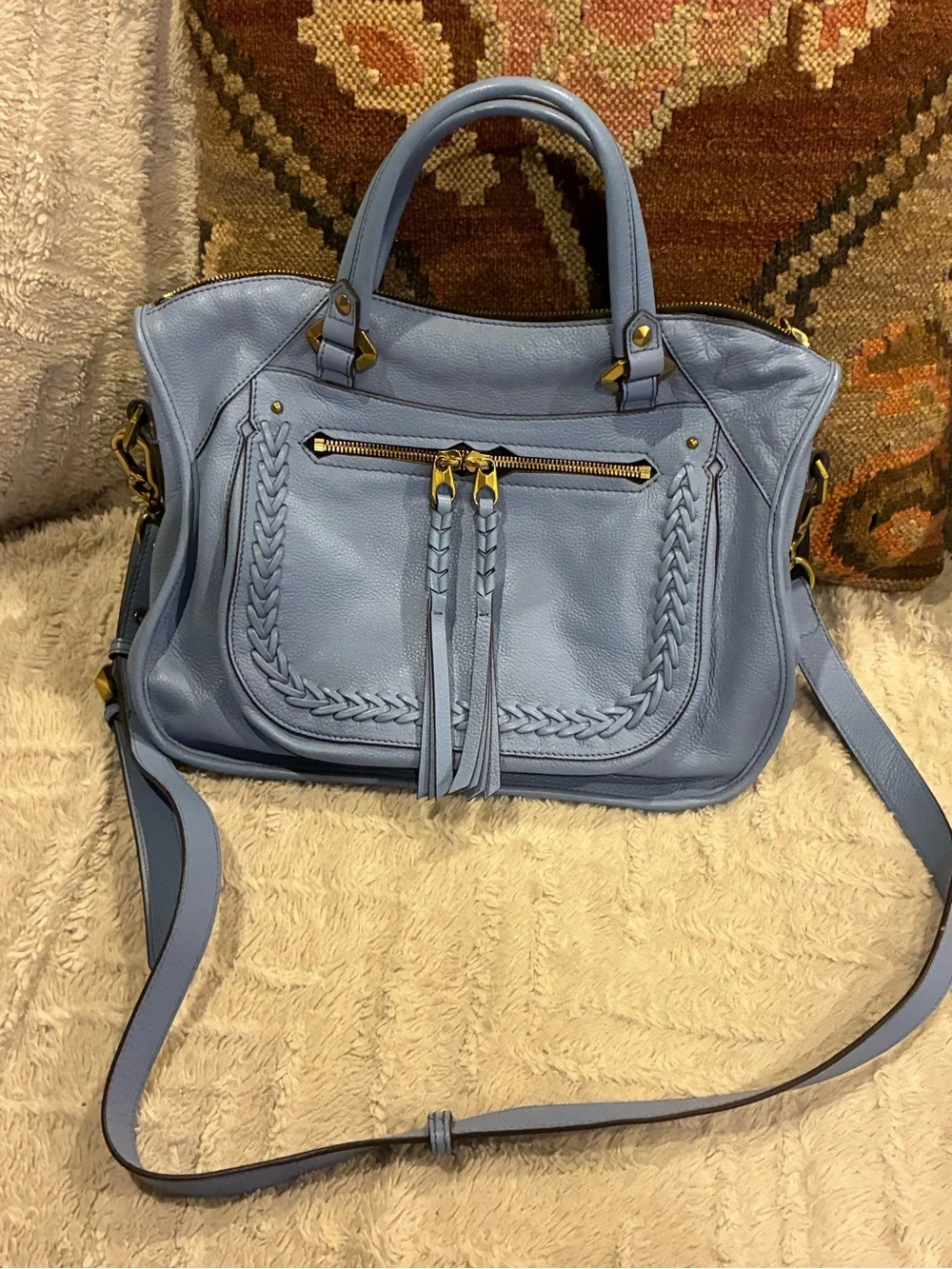 OrYany Light Blue Sarah Leather Satchel